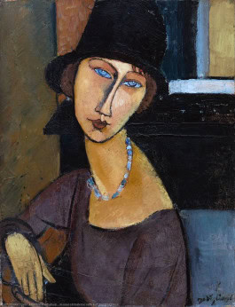 A picture of Jeanne Hebuterne with Hat and Necklace 