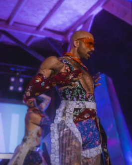 A person performs at the Whole festival Berlin