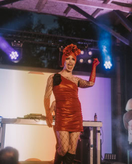 A person performs at the Whole festival Berlin