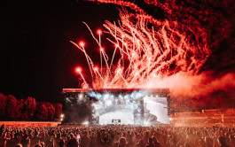 Fireworks at a musical performance at the LOLLAPALOOZA festival in Berlin