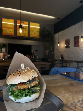 Vegan burger at Vegd, Berlin