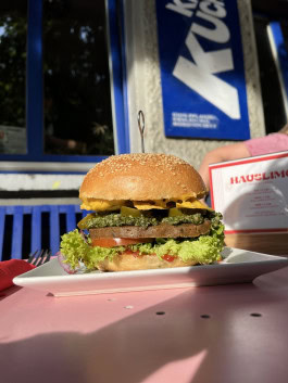 Vegan burger at Neue Republik Reger, Berlin