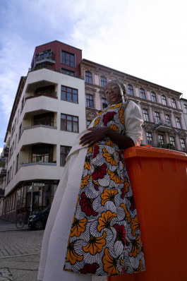 Model posing in a Quilt Vest on the street