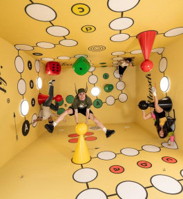 People are posing in the Upside Down Berlin