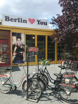Bicycles stand at a bike rental station in Berlin 