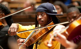 A man plays the violin on Young Euro Classic