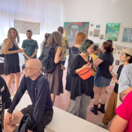 Visitors to the art exhibition at SomoS