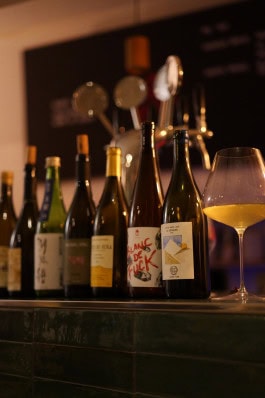 Bottles of wine at Blanc de Fck bar in Berlin