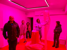 visitors among exhibits in one of the artist residencies in Berlin - Scope BLN