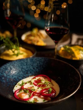 Table at Crackers Berlin for Christmas 2024 with dishes