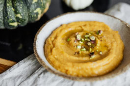 Garlic and Pumpkin Hummus in a bowl