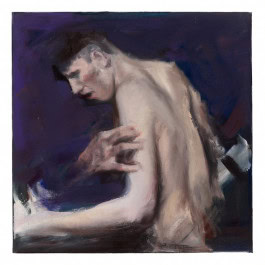 Photo of a painting by Cornel Brudascu with a naked guy being touched by hands 